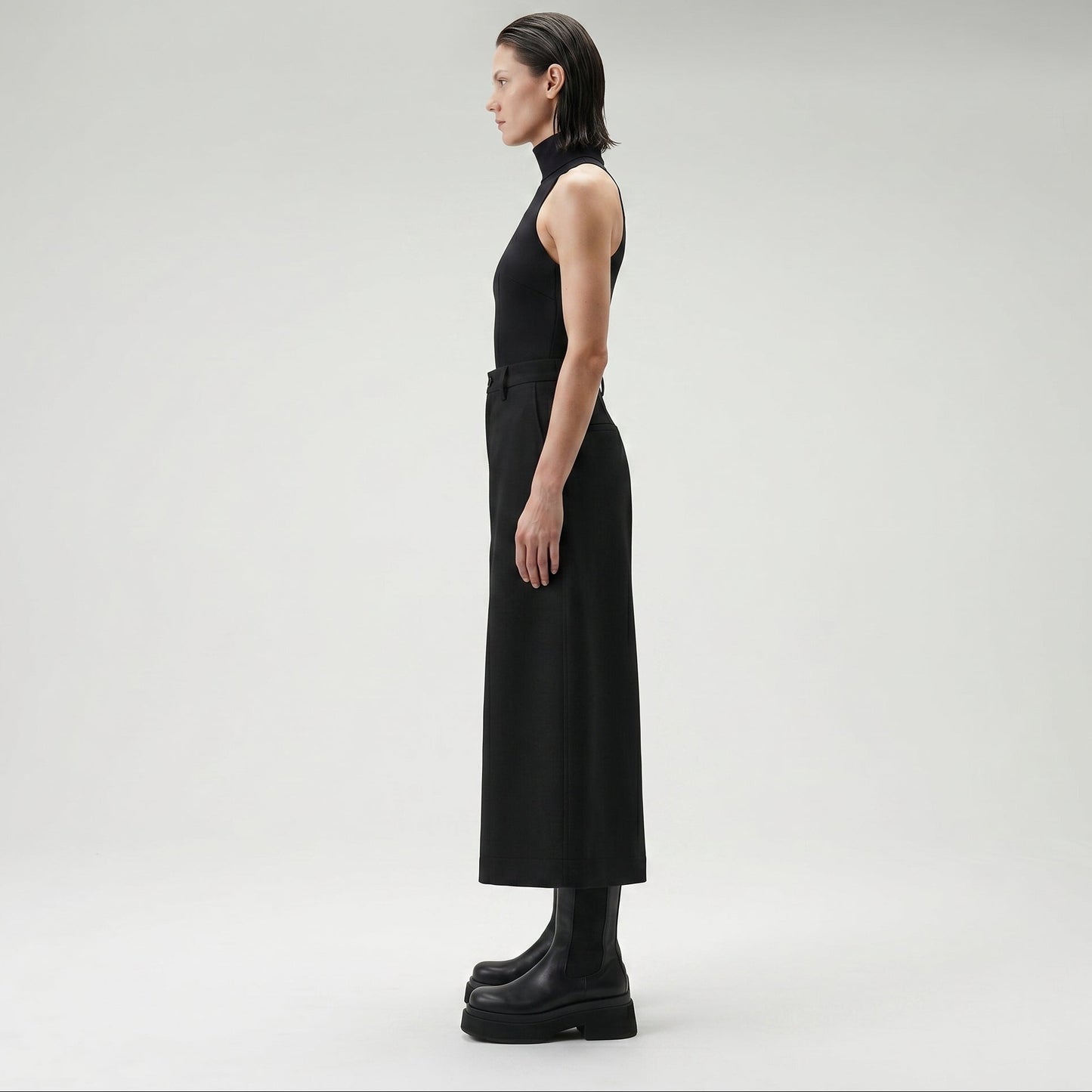 Tailored High-Rise Black Culottes