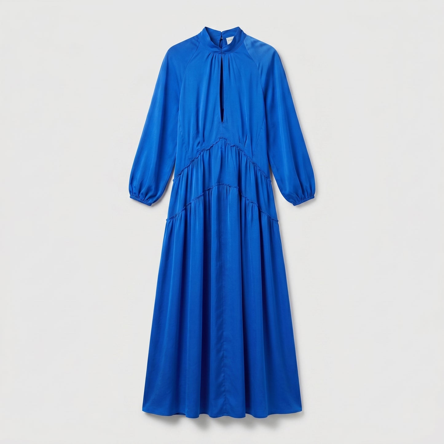 Elegant Cobalt Keyhole Midi Dress