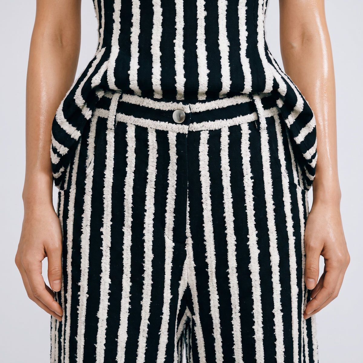 Striped Tailored Wide-Leg Trousers