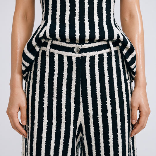 Striped Tailored Wide-Leg Trousers