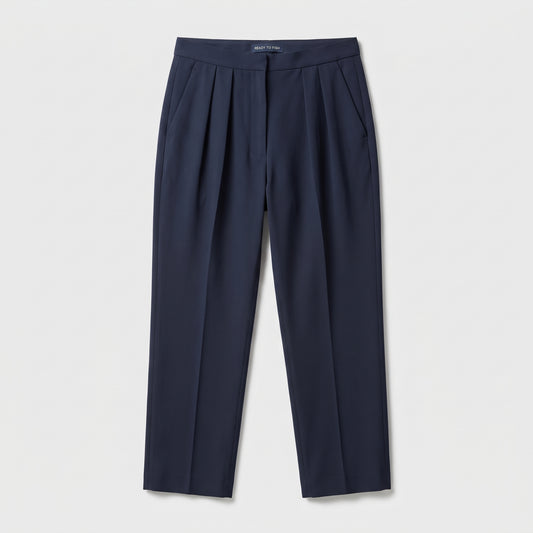 Classic Navy Pleated Trousers