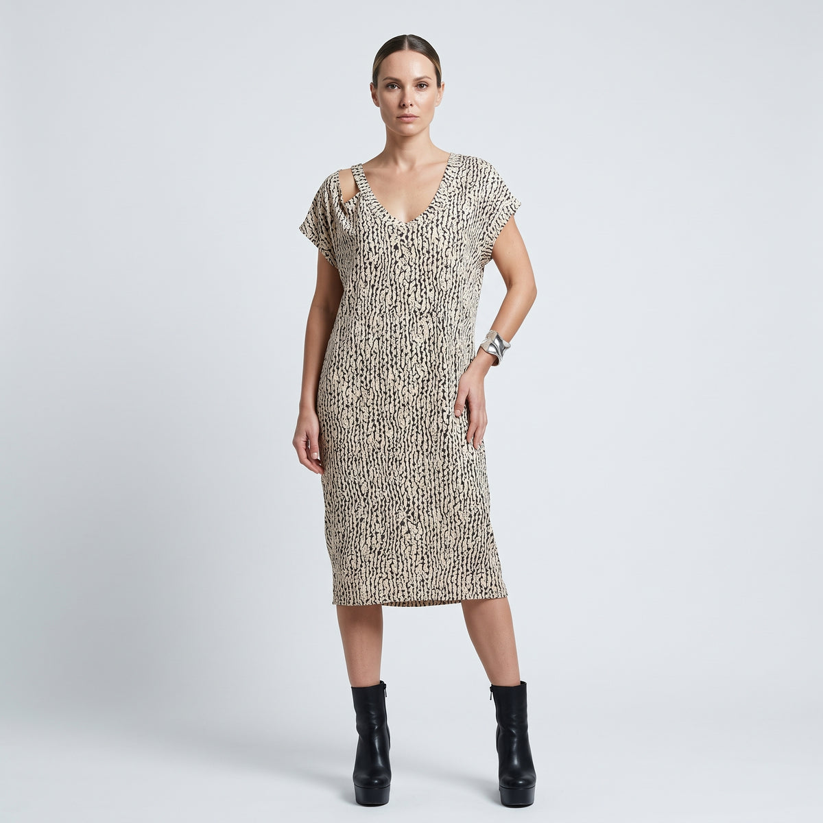 Abstract Print Cap Sleeve Top