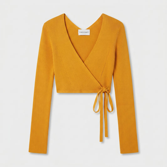Ribbed Knit Wrap Crop Top