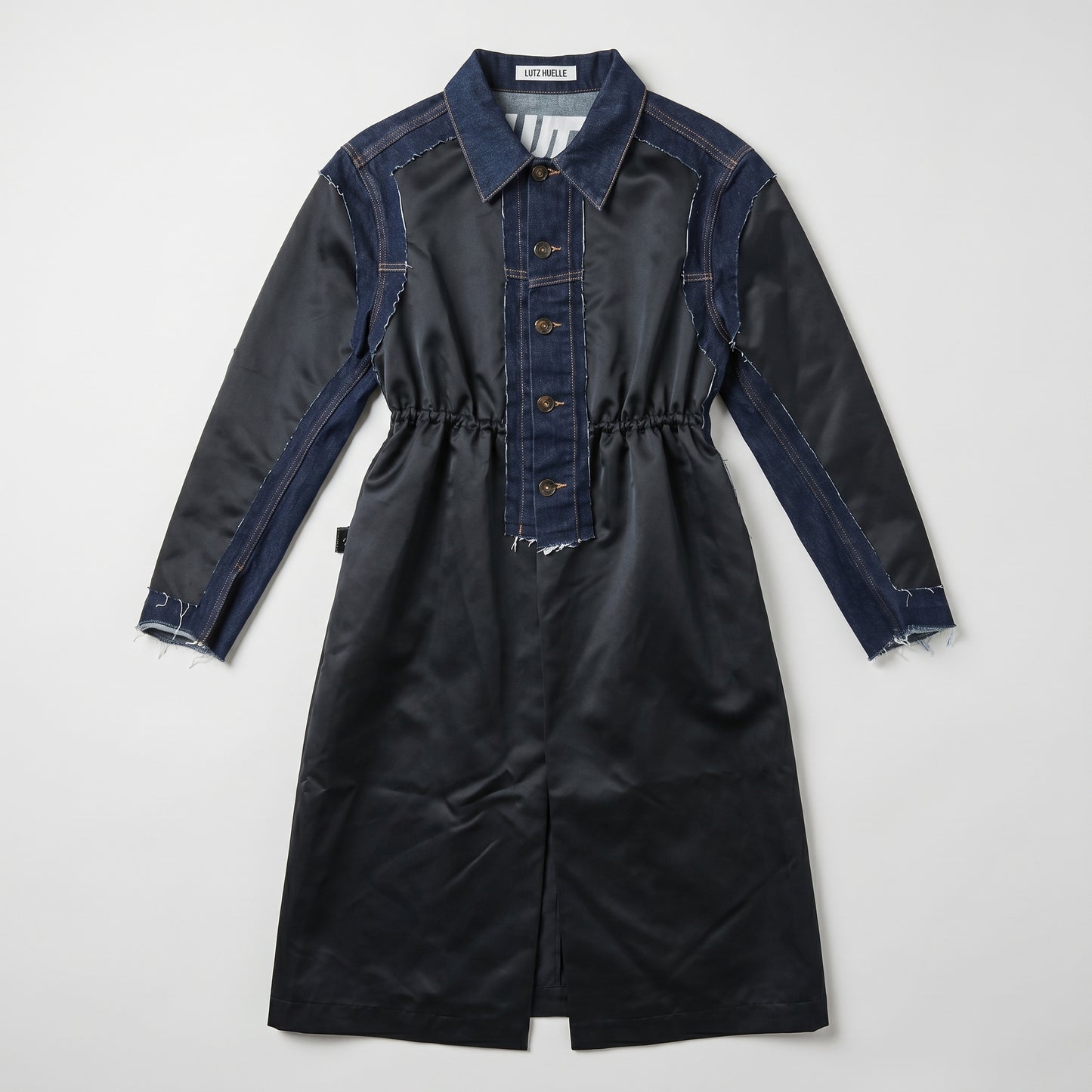 Satin and Denim Hybrid Coat