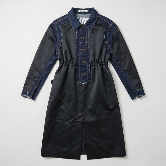 Satin and Denim Hybrid Coat