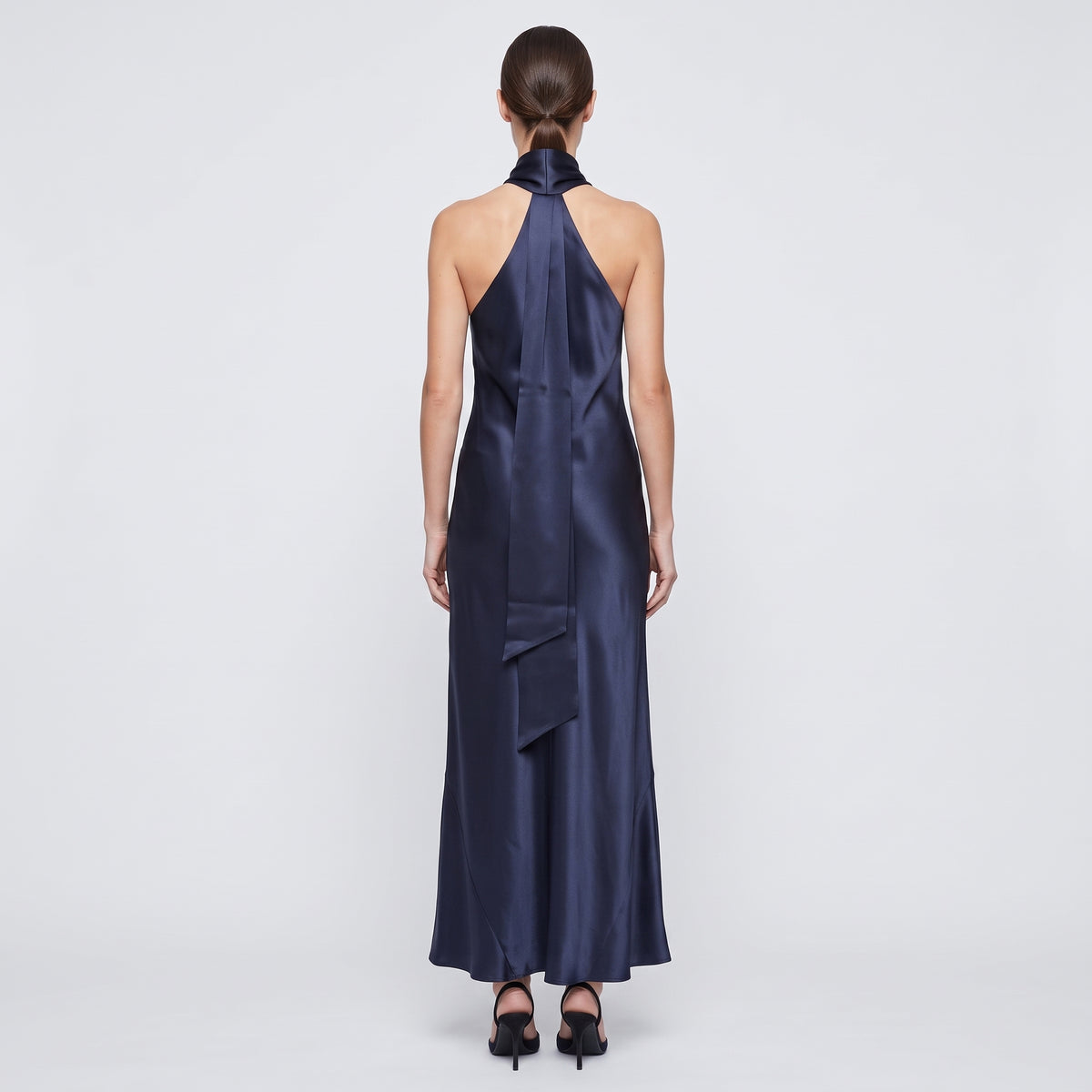 Satin Halter Neck Midi Dress