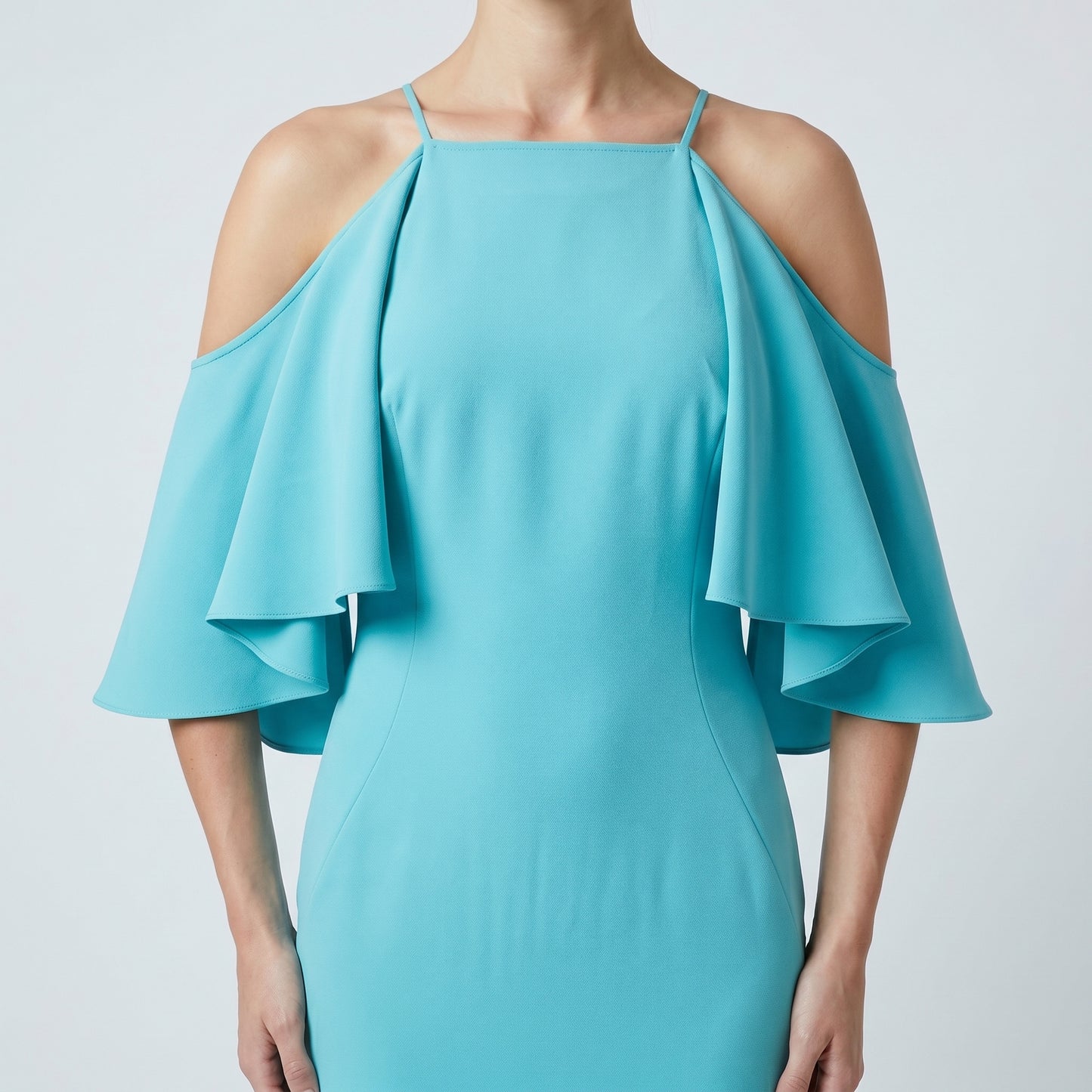 Flutter Sleeve Halter Gown