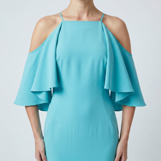 Flutter Sleeve Halter Gown