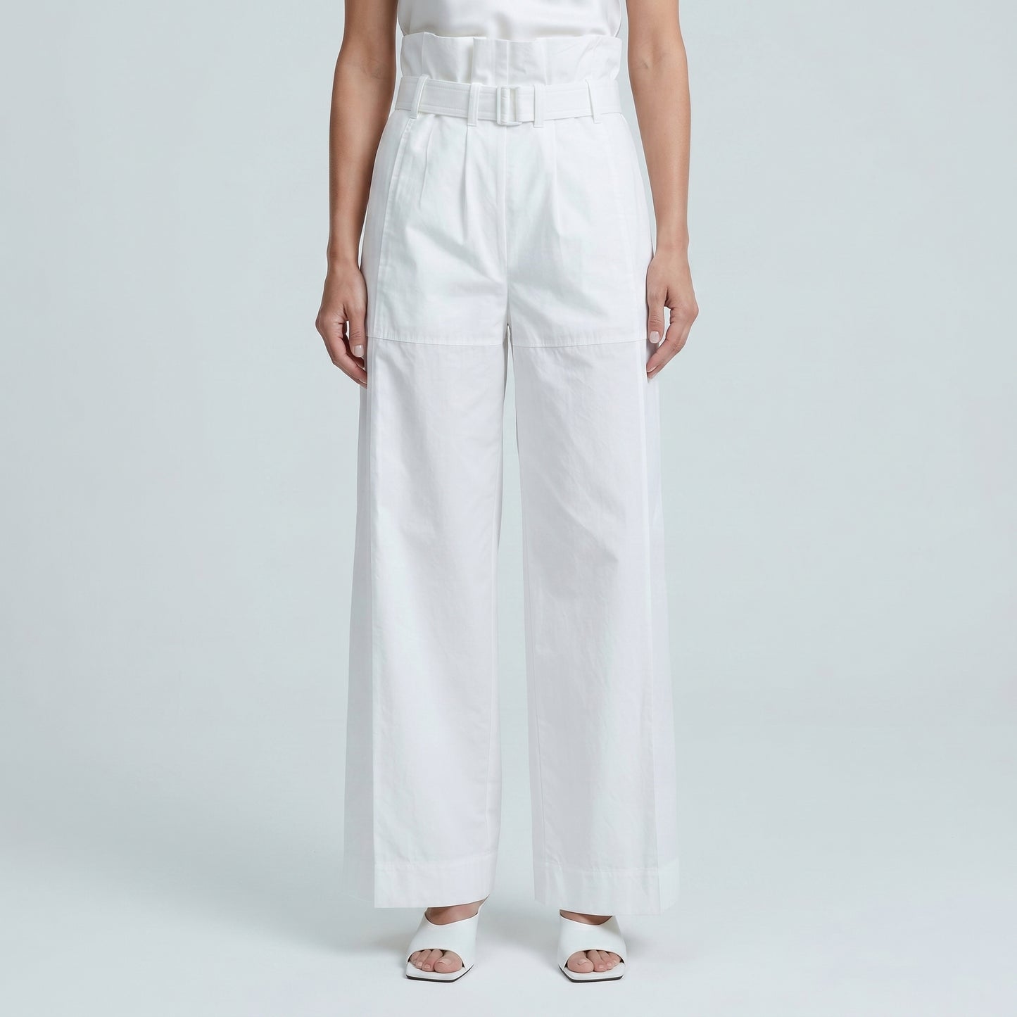 Belted High-Waisted Wide-Leg Trousers