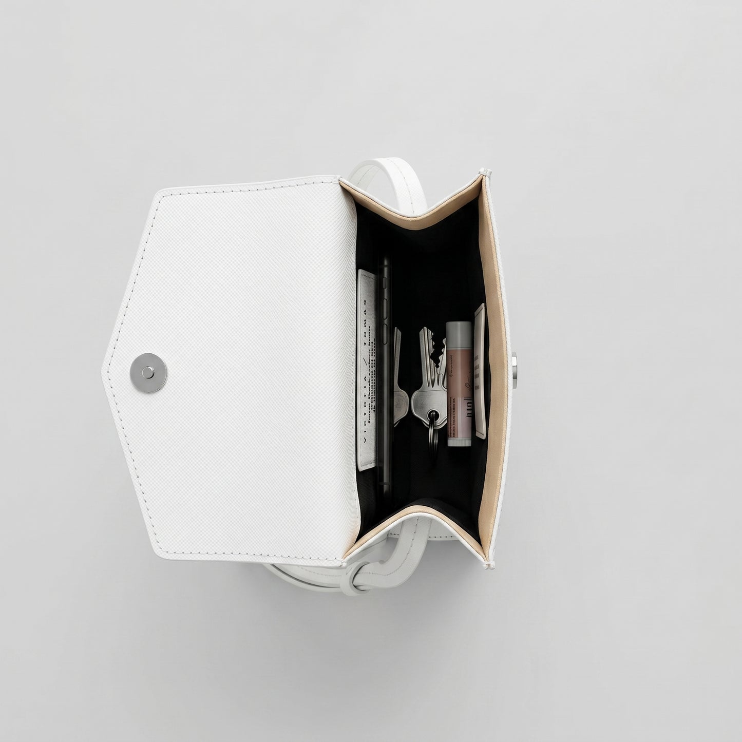 Minimalist White Leather Phone Pouch