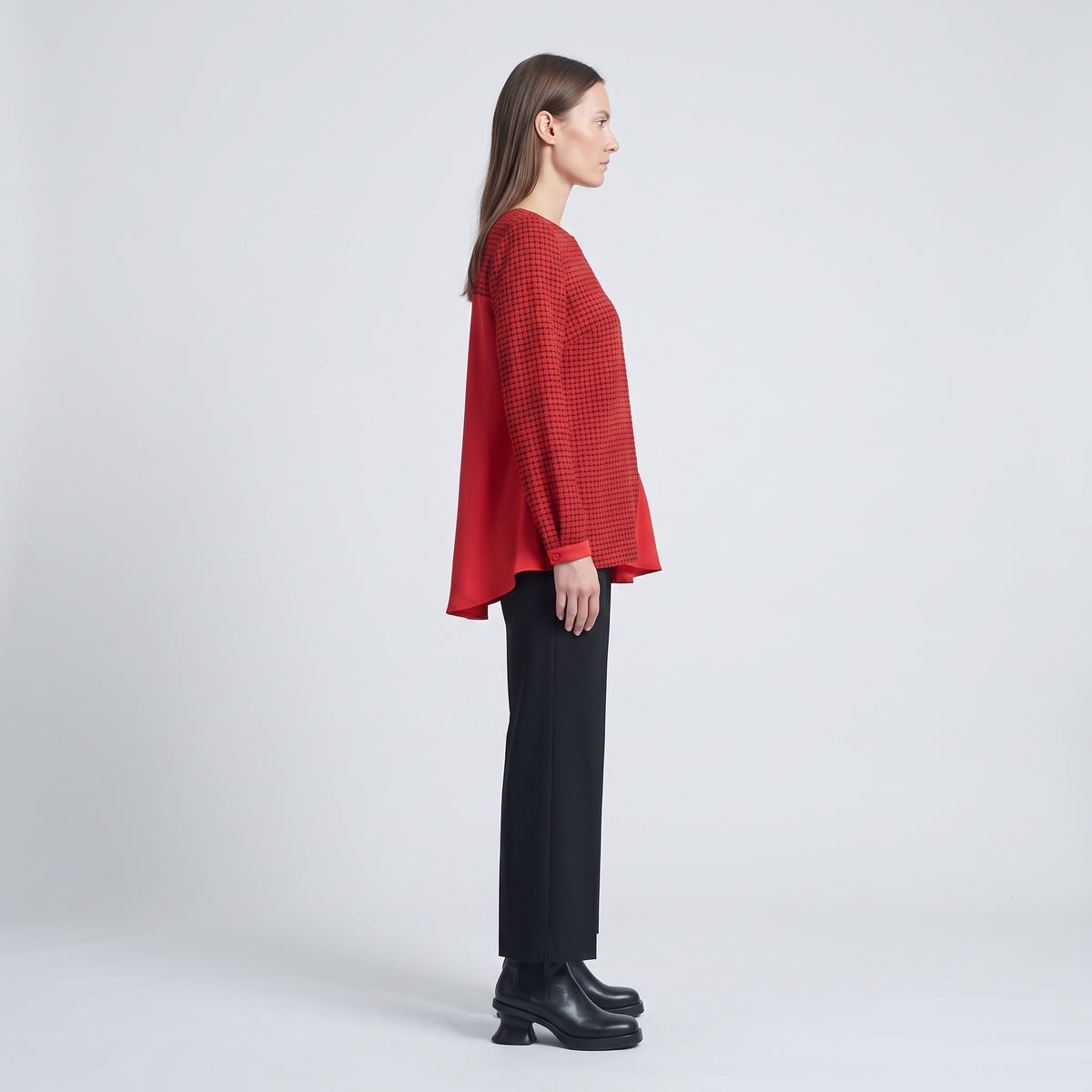 Textured Red Long Sleeve Top