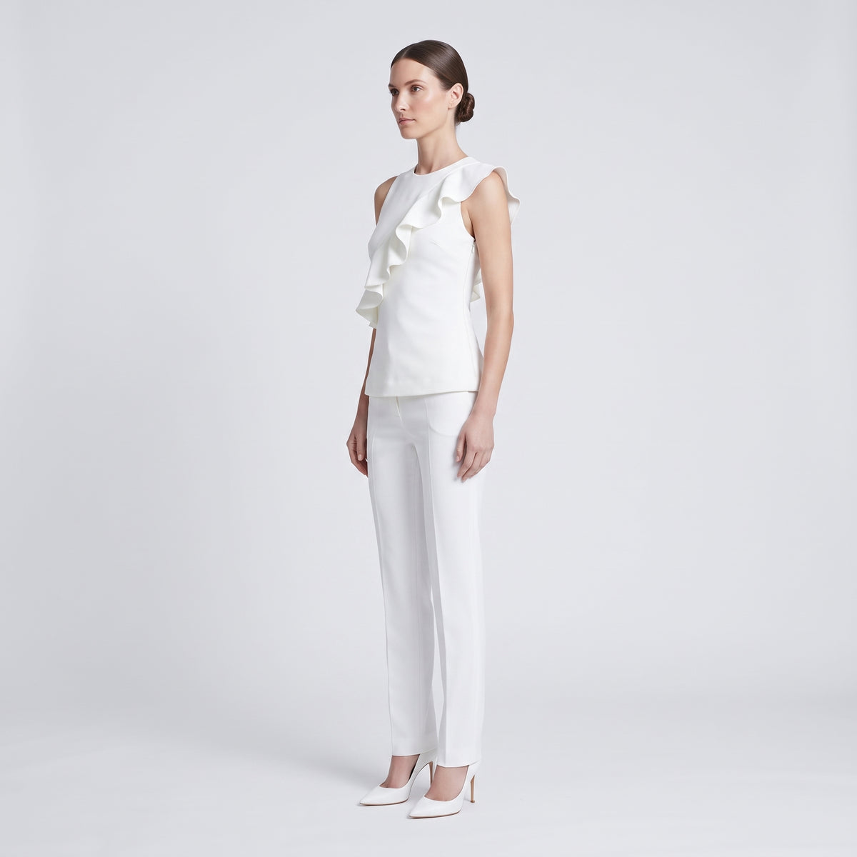 Sleeveless Ruffled Tailored Top