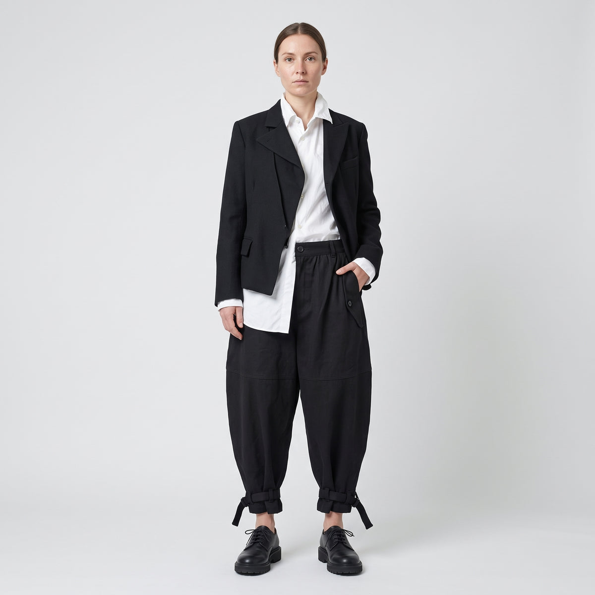 Structured Black Utility Trousers