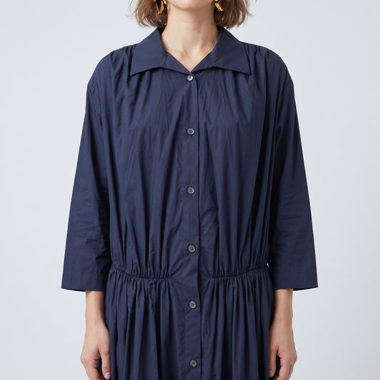 Gathered Waist Button Down Dress