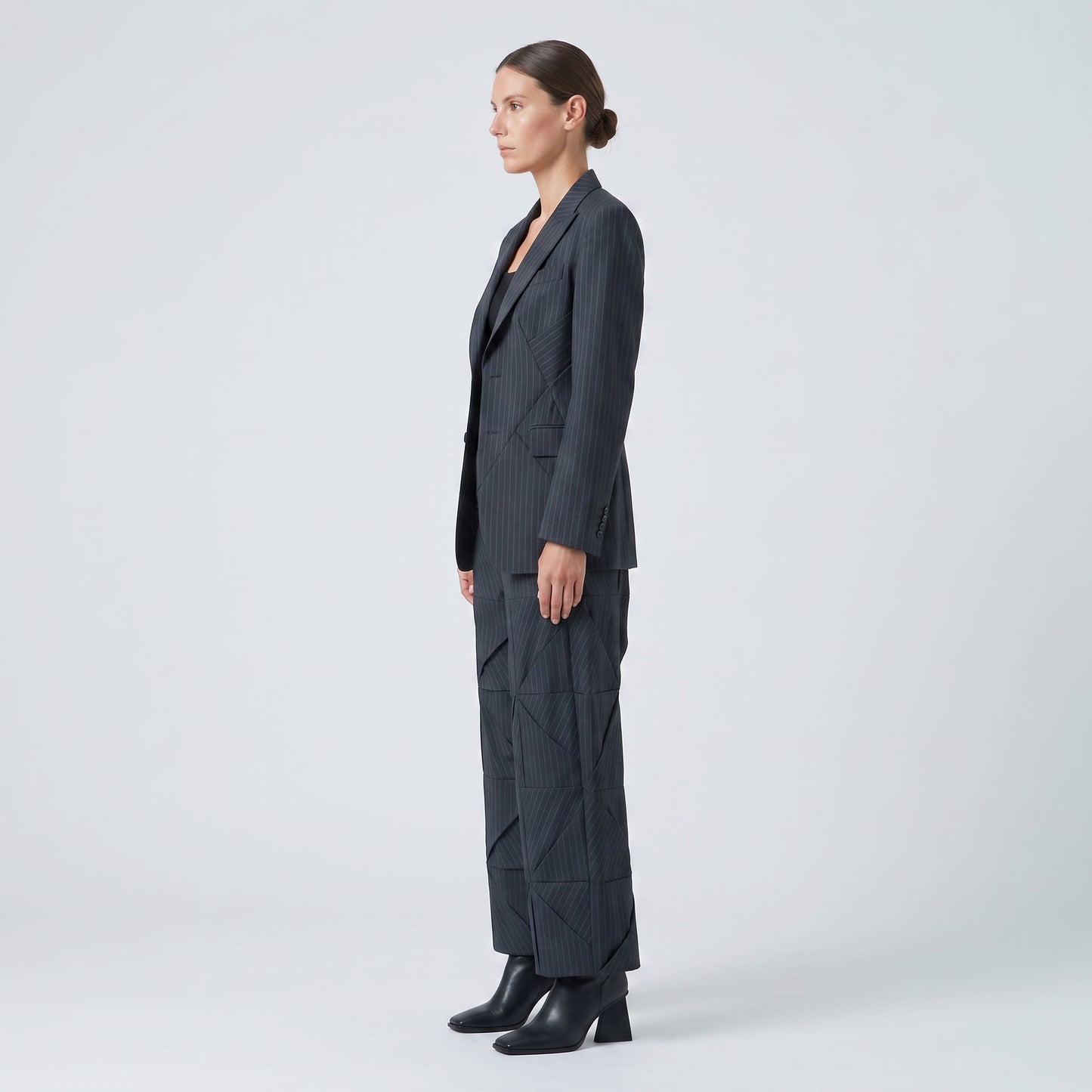 Architectural Pinstripe Wide-Leg Trousers