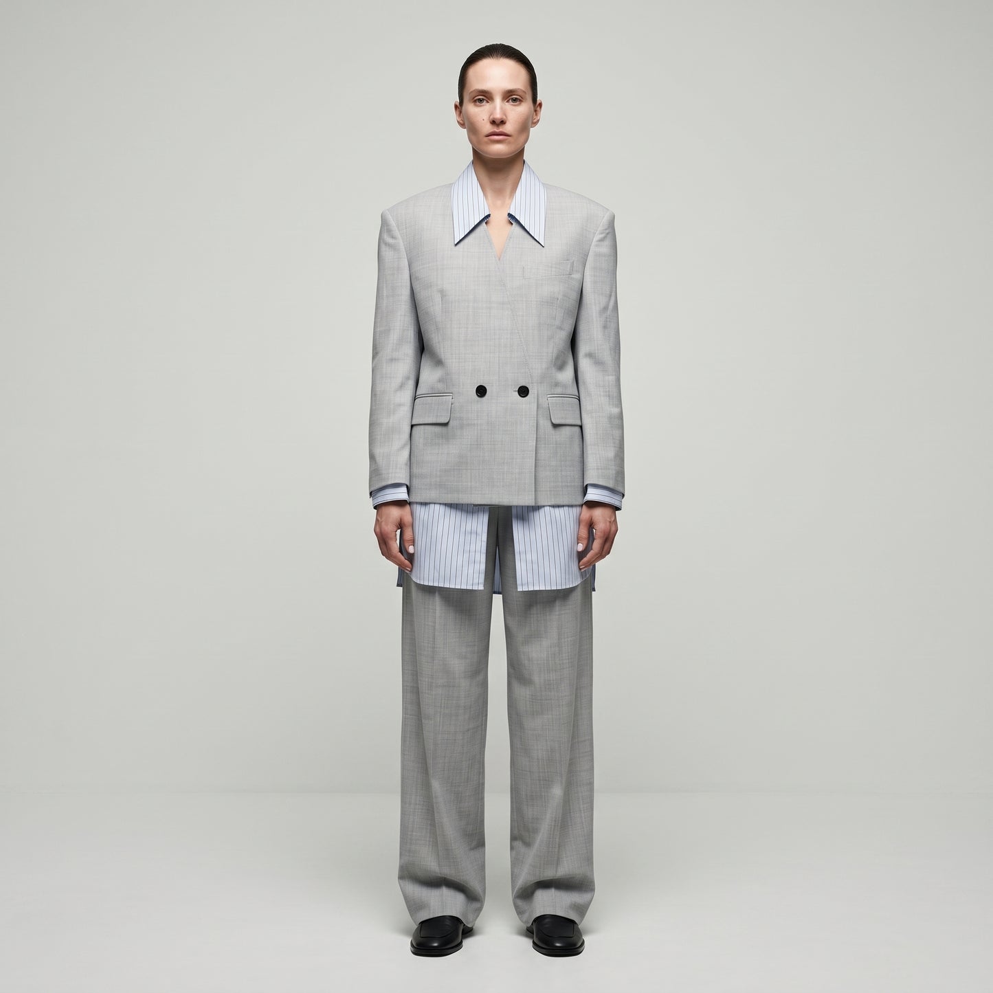Layered Wool Blend Blazer