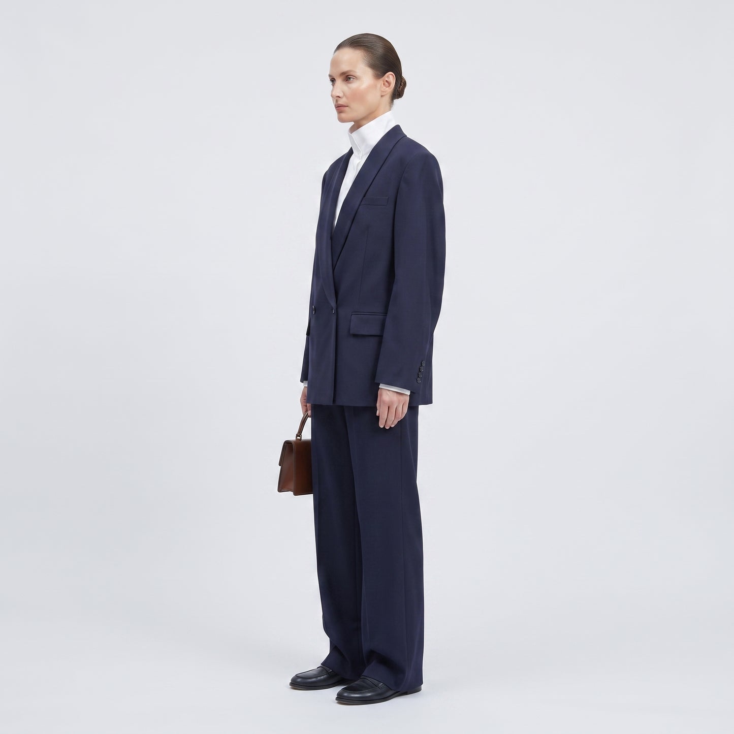 Tailored Double-Breasted Navy Blazer
