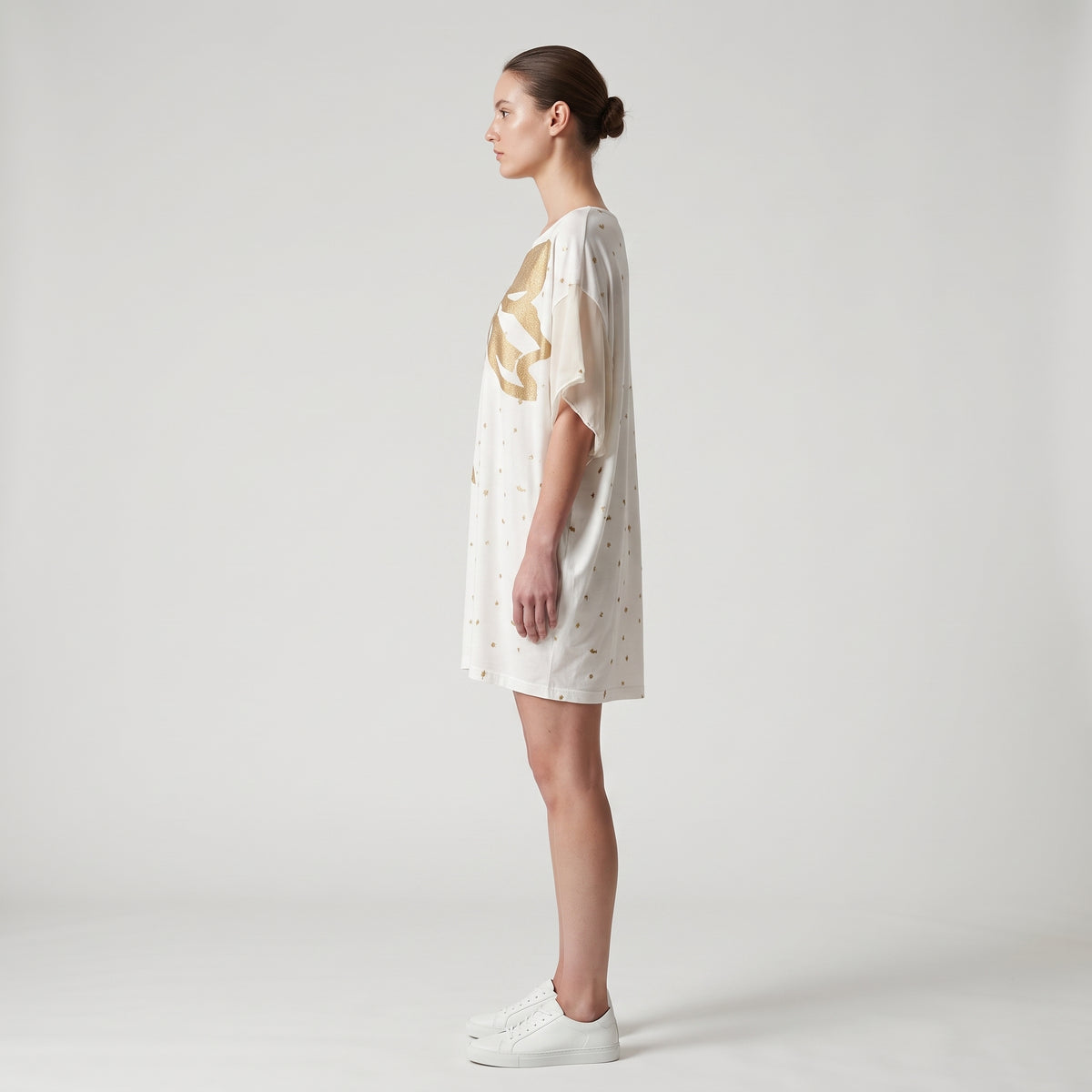 Metallic Bow Embellished Cotton Tee