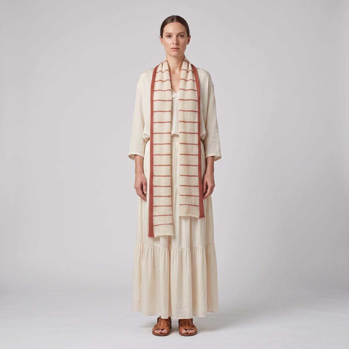 Striped Knit Wool Scarf