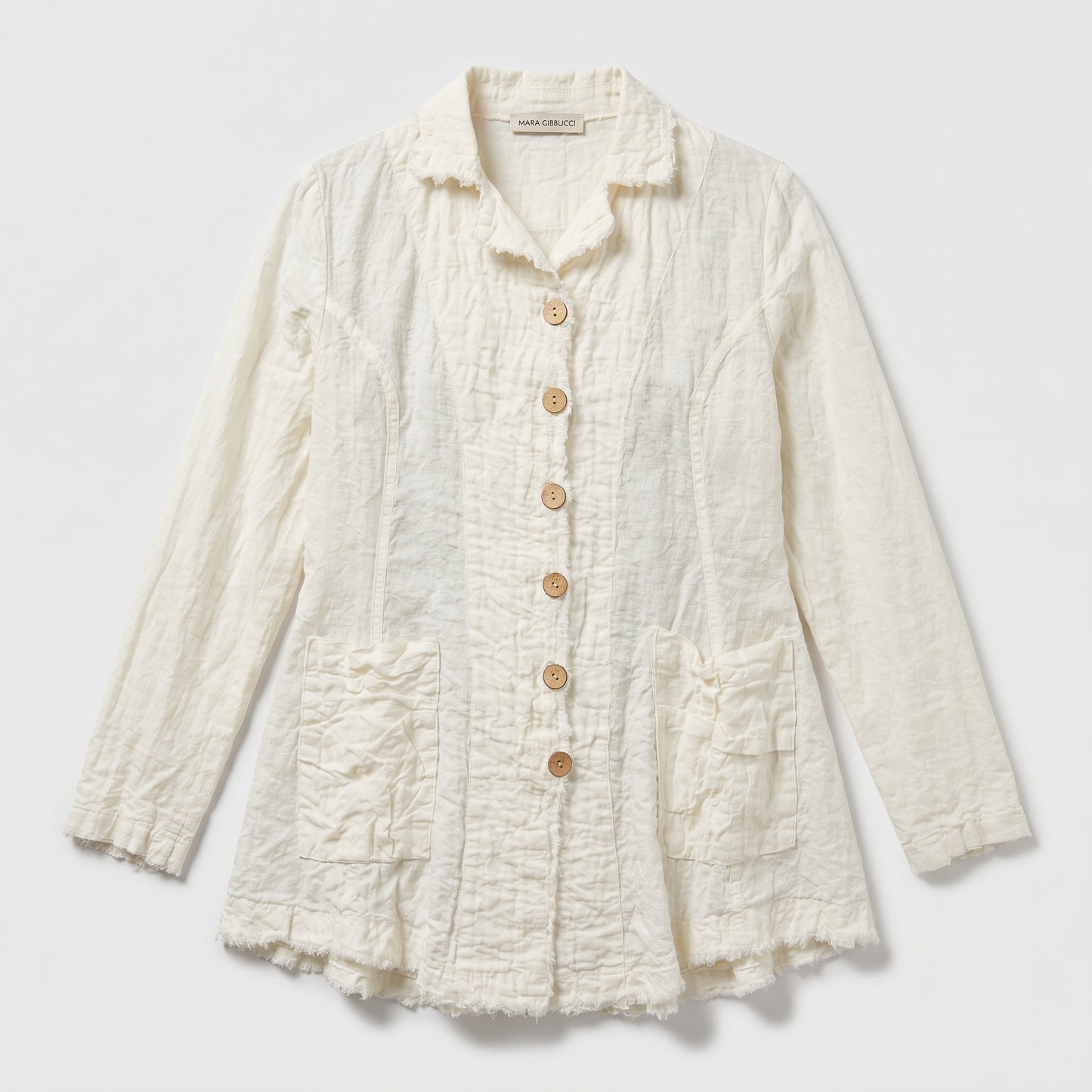 Textured Linen Button-Down Jacket