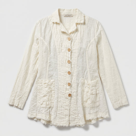 Textured Linen Button-Down Jacket