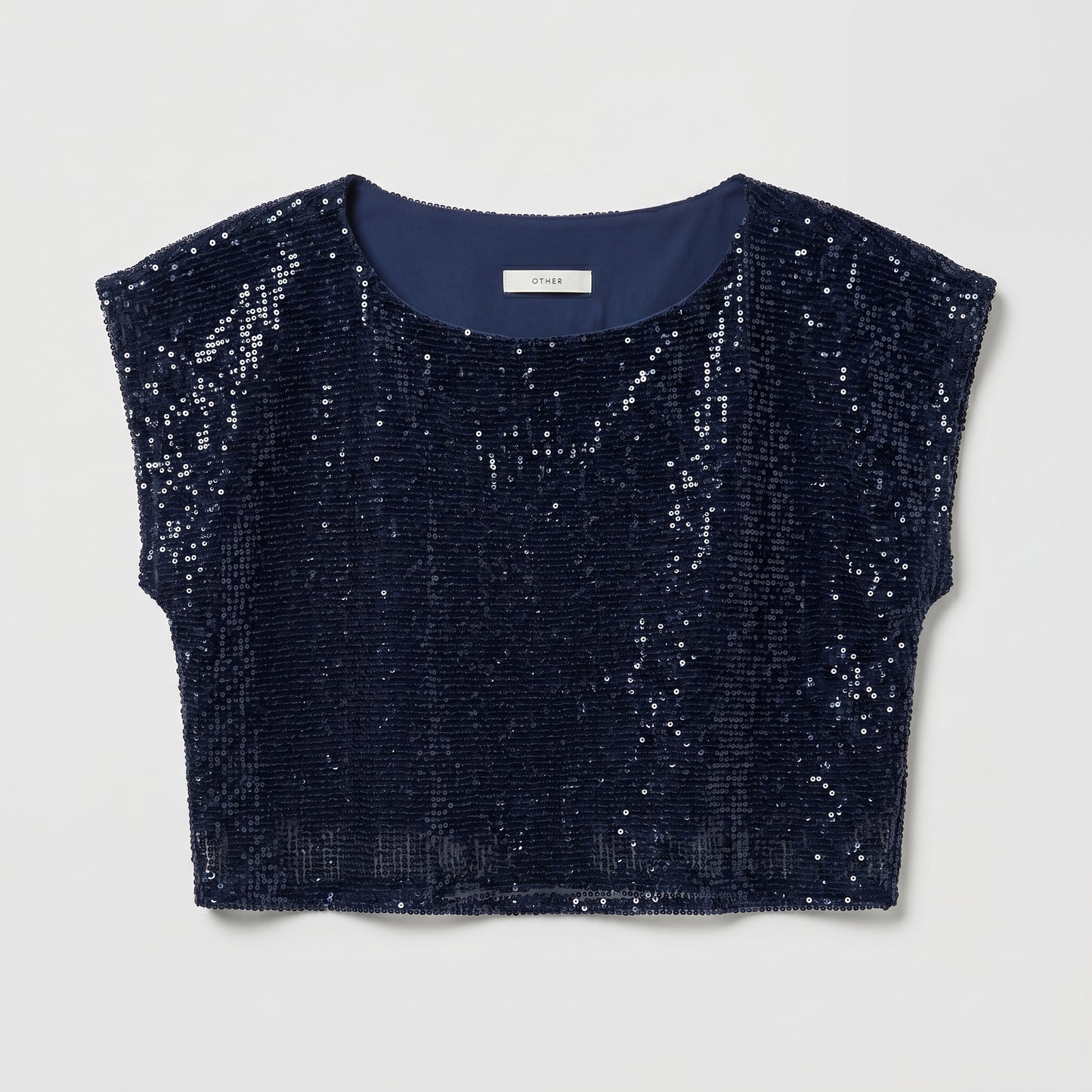 Navy Sequin Crop Top