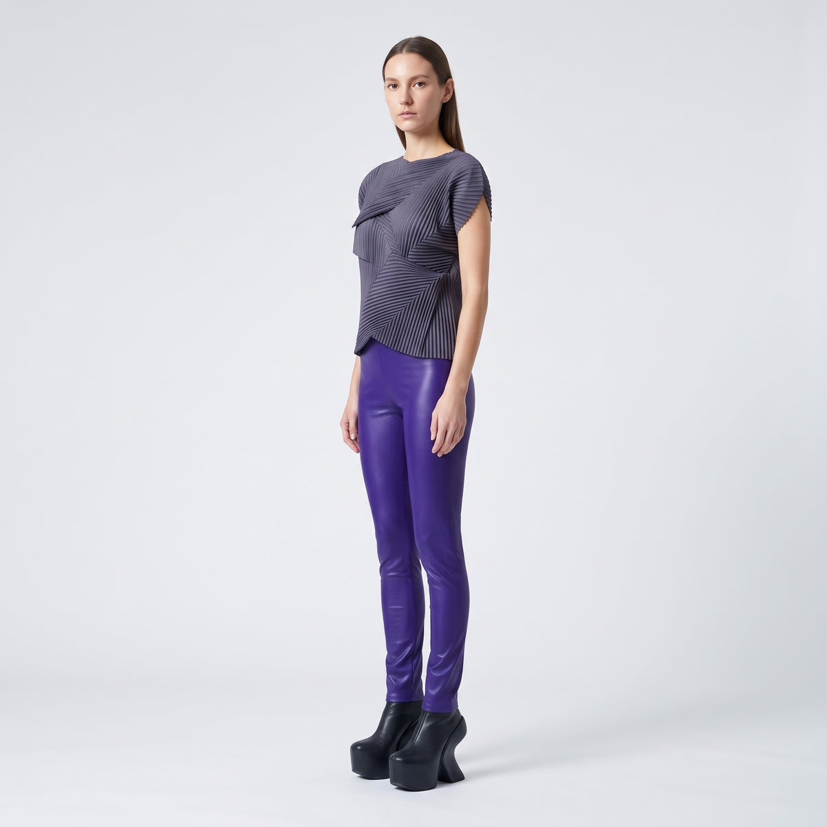 High-Shine Violet Coated Leggings