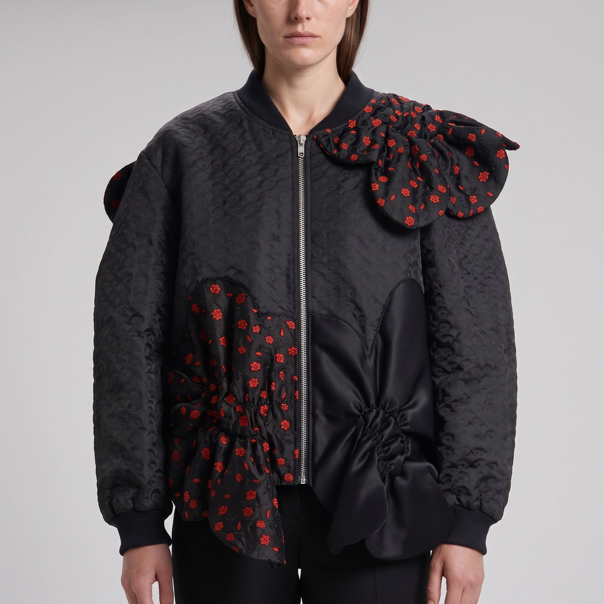 Floral Embellished Statement Bomber