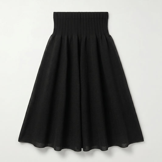 High-Waist Pleated Knit Skirt
