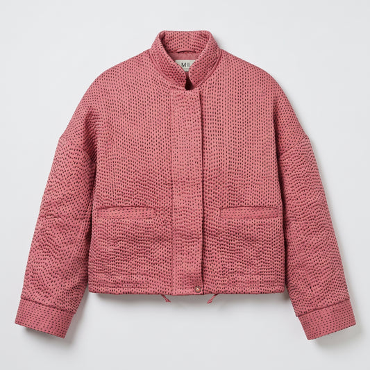 Quilted Stand-Collar Cropped Jacket