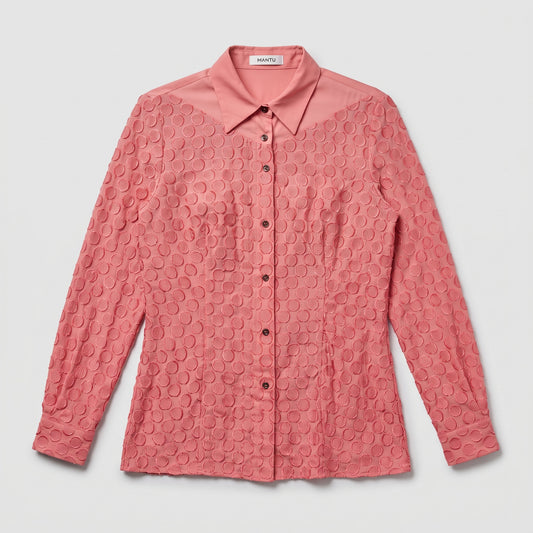 Textured Point Collar Blouse