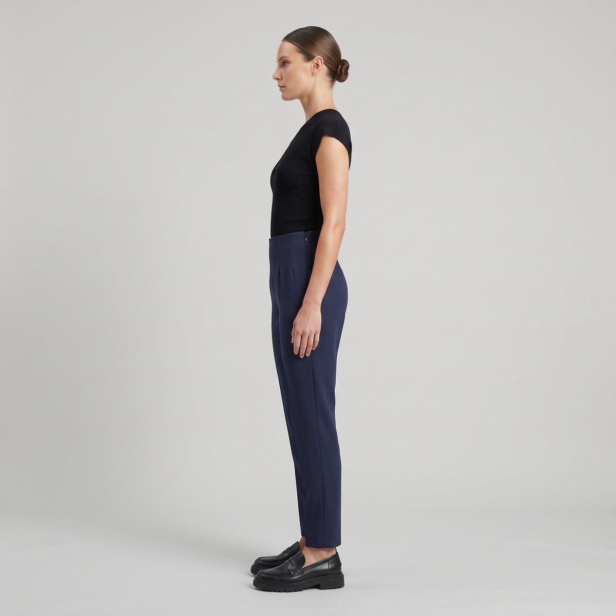 Tailored Navy Crepe Trousers