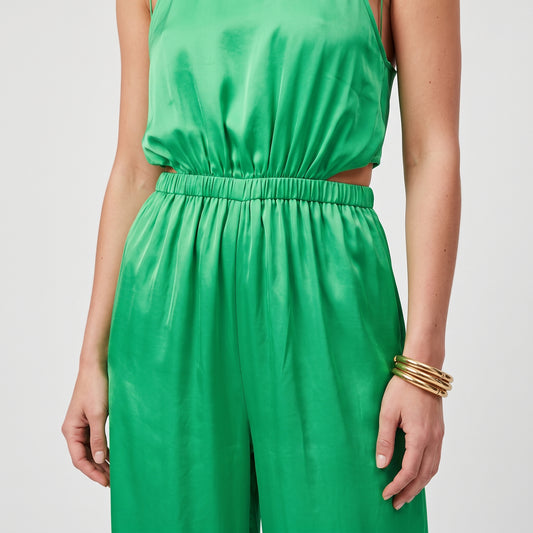 Emerald Silk Halter Jumpsuit