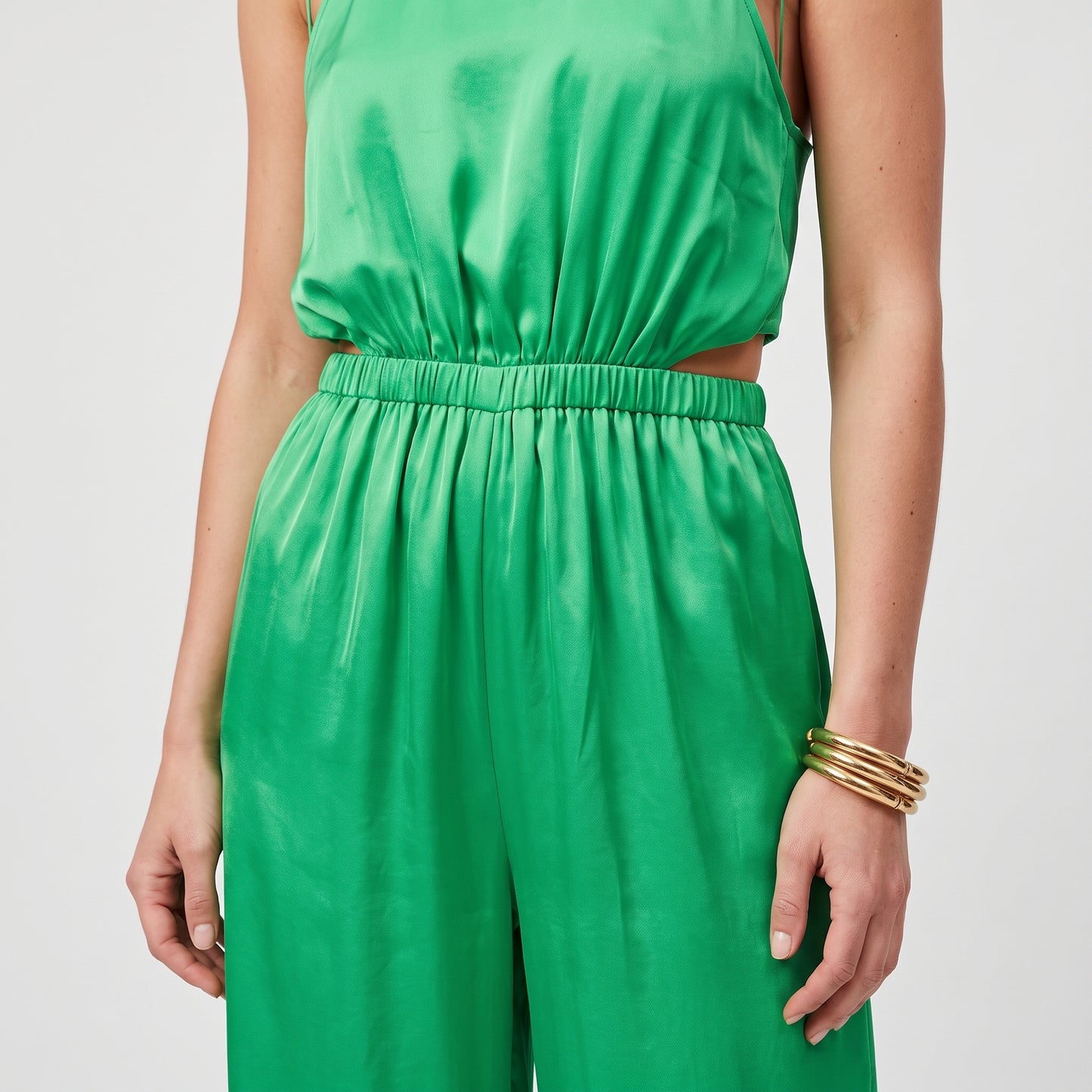Emerald Silk Halter Jumpsuit