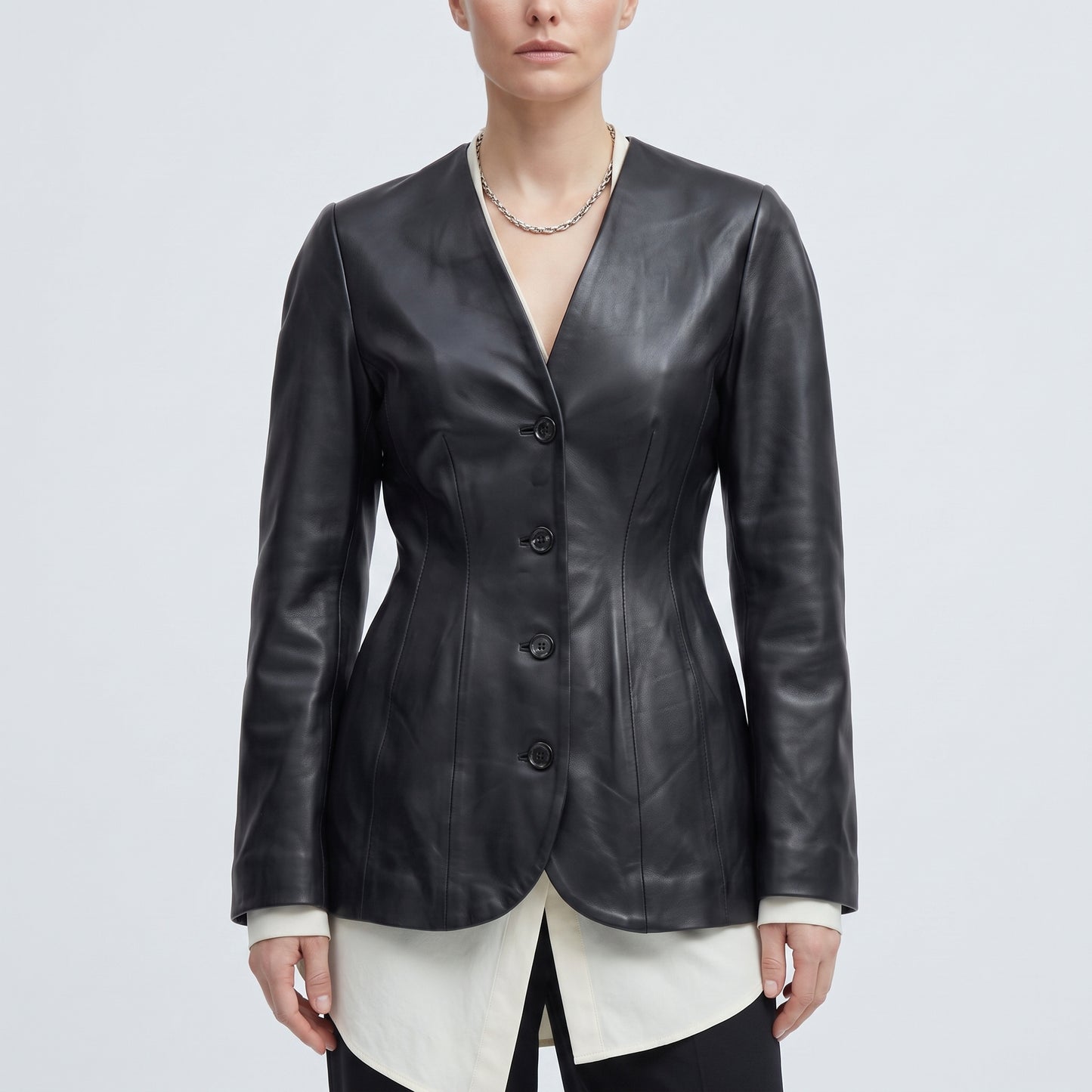 Tailored Leather Fitted Jacket