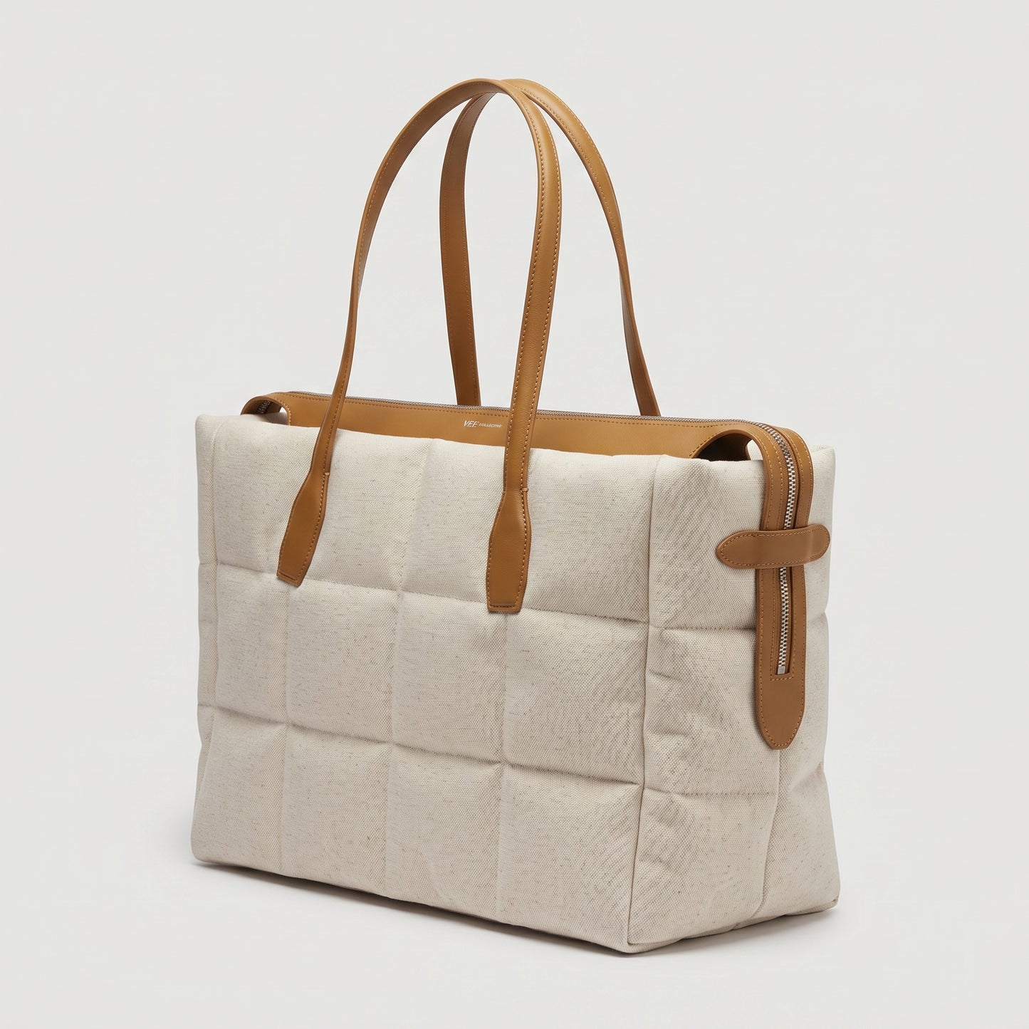 Quilted Linen Blend Tote Bag