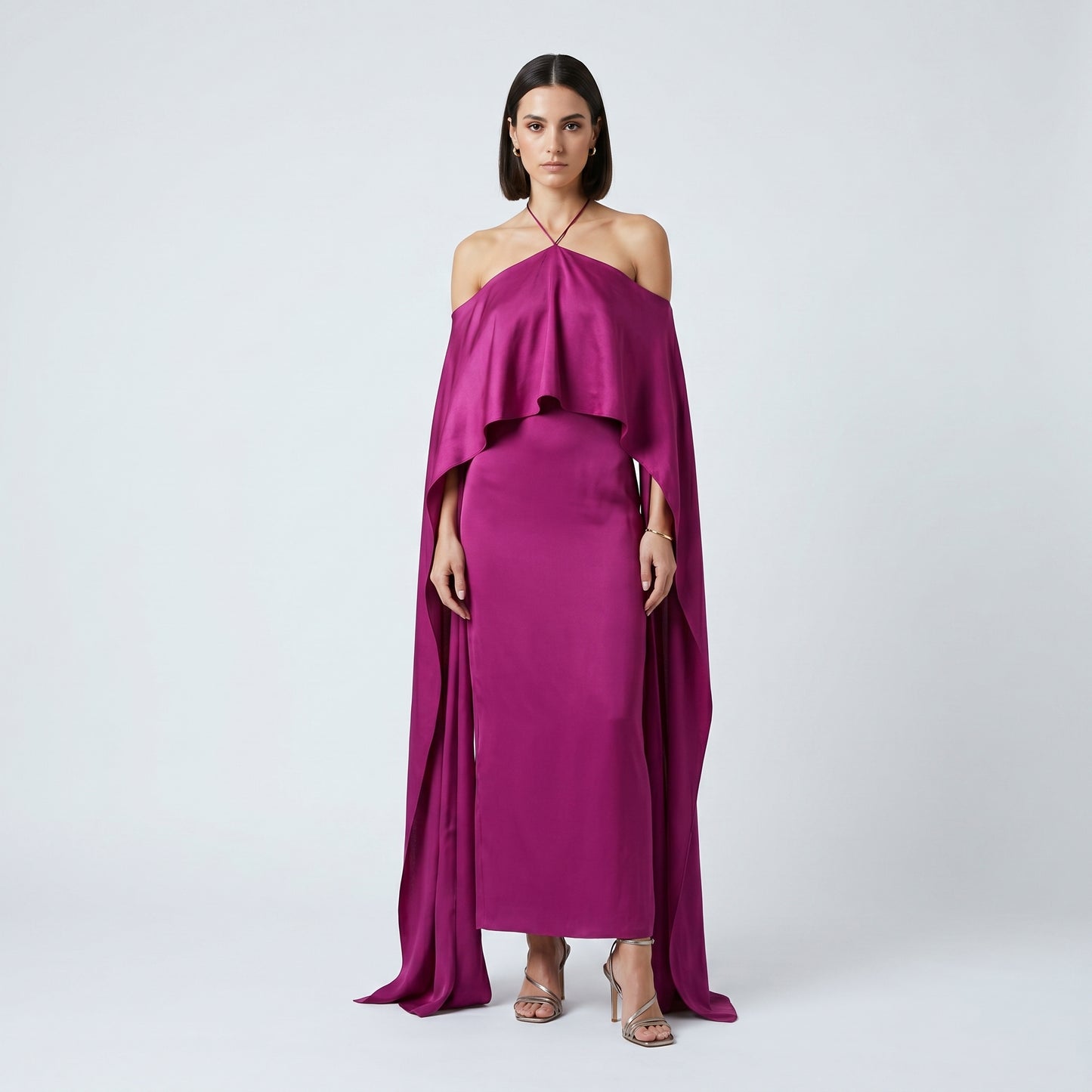 Fuchsia Draped Halter Dress