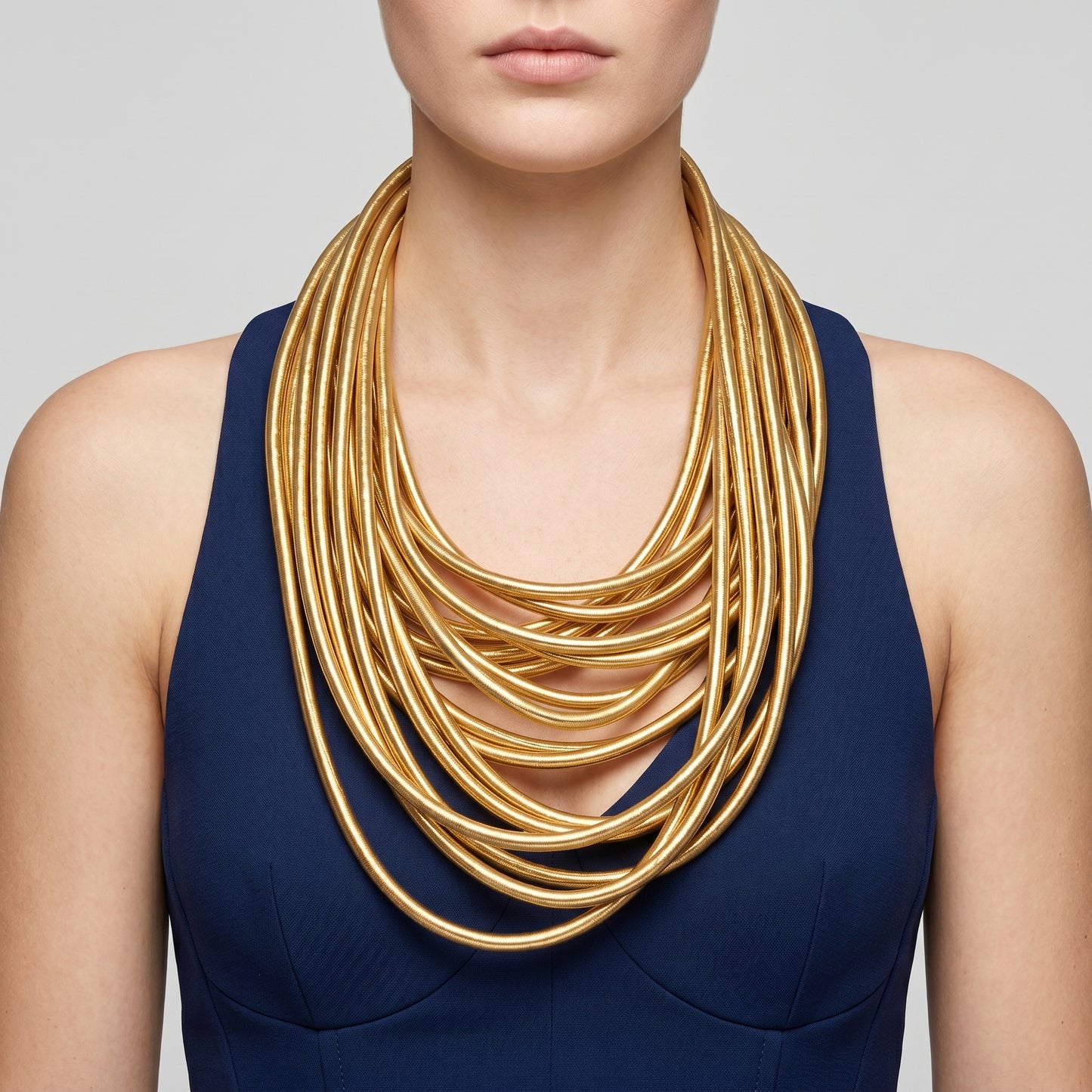 Multi-Strand Sculptural Gold Necklace