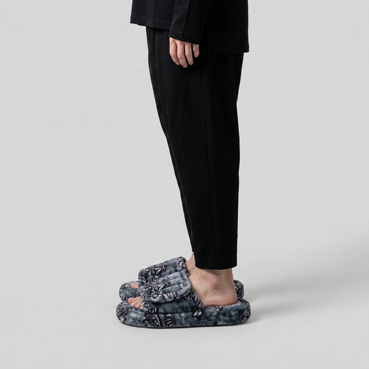 Plush Paisley Velcro Slippers