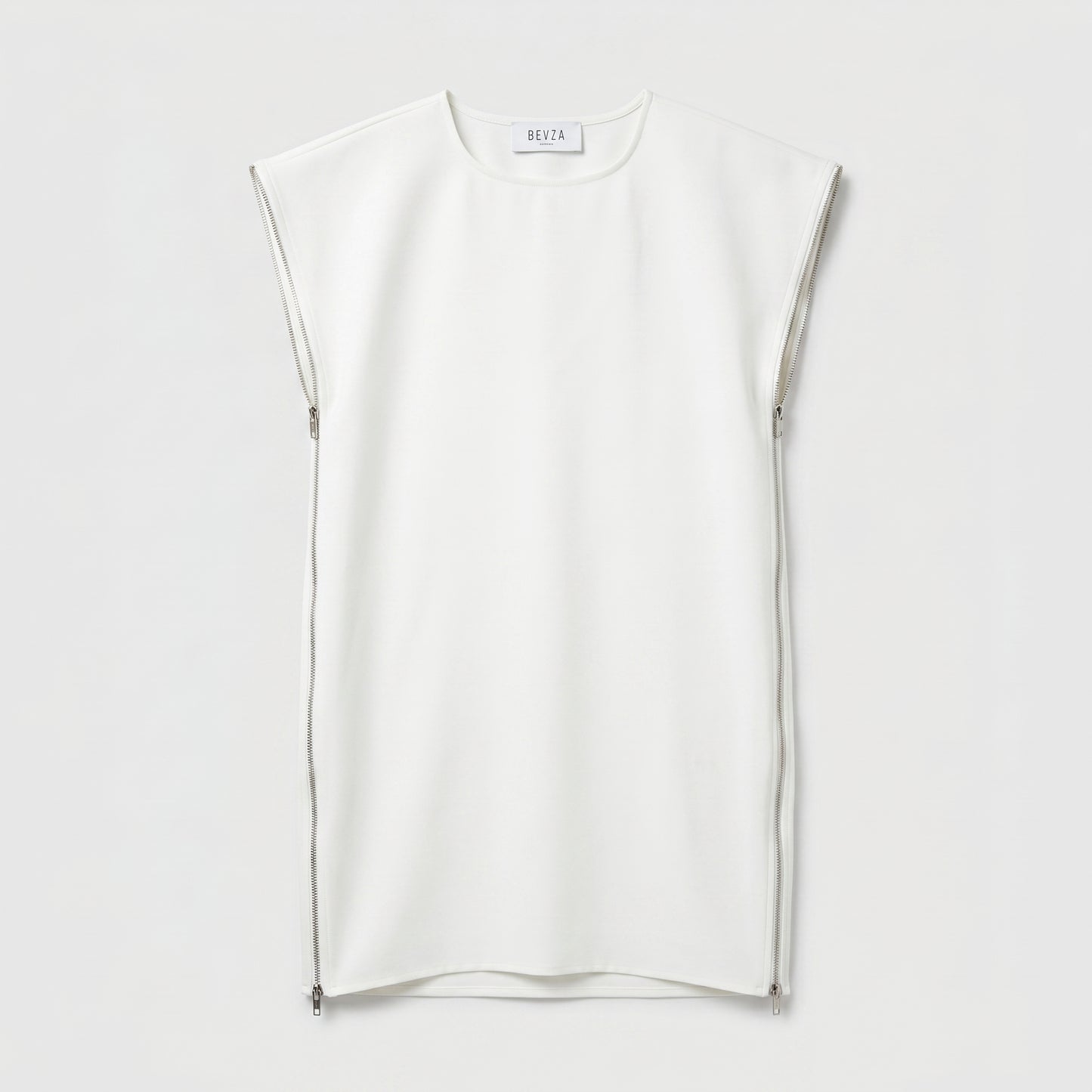 Zip-Detail Sleeveless Shift Dress