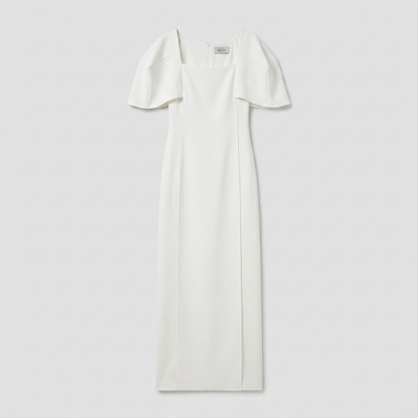 Structured Cape Sleeve Midi Dress