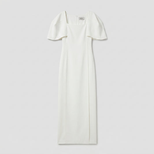 Structured Cape Sleeve Midi Dress