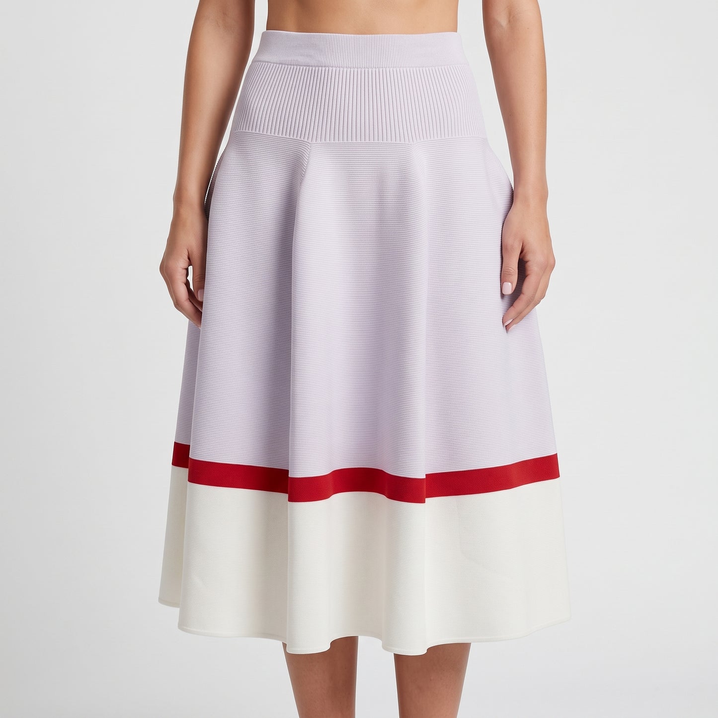 Colorblock Ribbed Knit Skirt