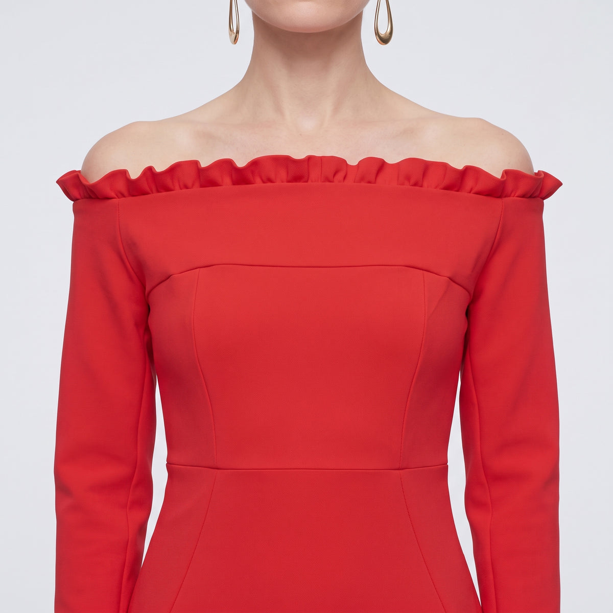 Off-Shoulder Ruffled Midi Dress