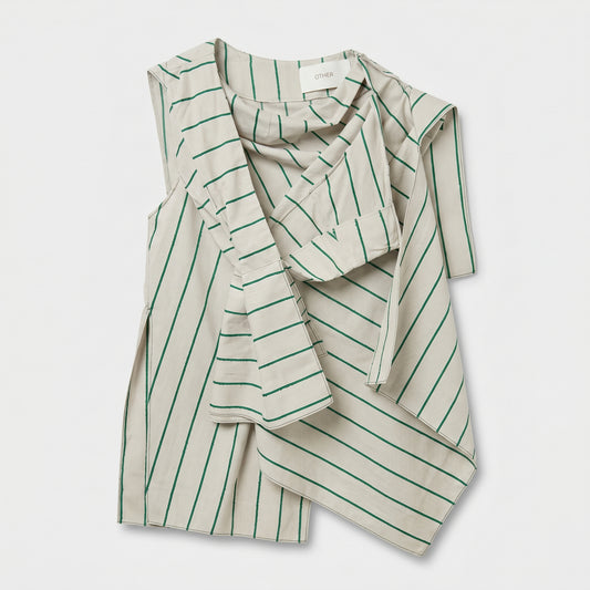 Asymmetric Striped Draped Vest