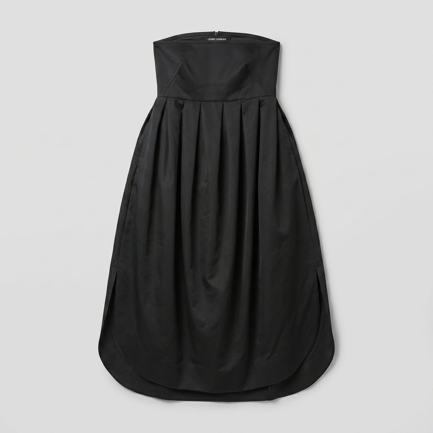 Strapless Pleated Midi Dress