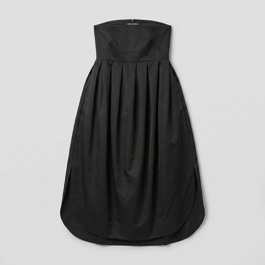 Strapless Pleated Midi Dress