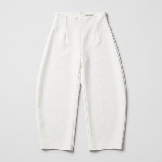 High-Waisted Sculpted White Trousers