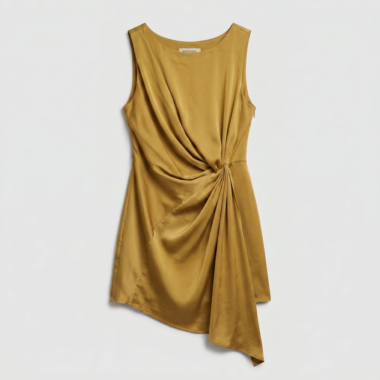 Draped Sleeveless Satin Top