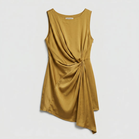 Draped Sleeveless Satin Top